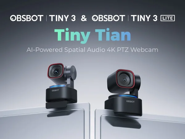 OBSBOT Tiny 3 4K PTZ webcam with spatial audio