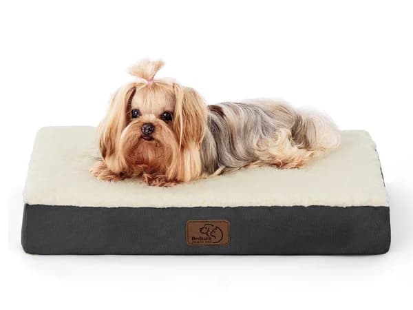 Bedsure orthopedic dog bed in gray with egg-crate foam