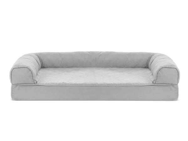 FurHaven Quilted Orthopedic Sofa dog bed in silver gray