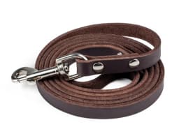Mighty Paw leather dog leash in brown