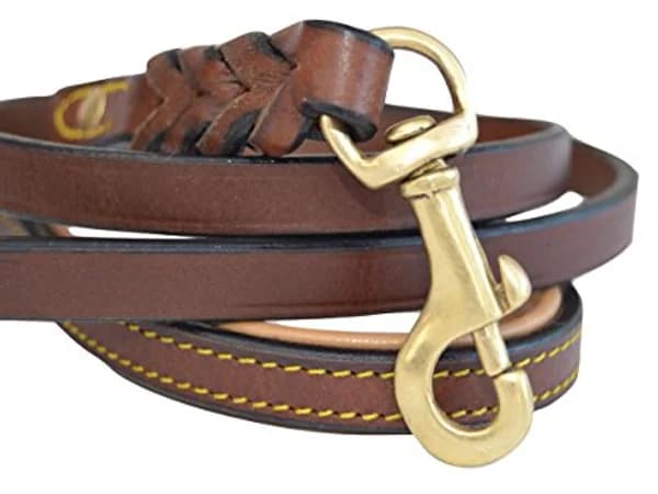 Soft Touch Collars braided leather dog leash in brown