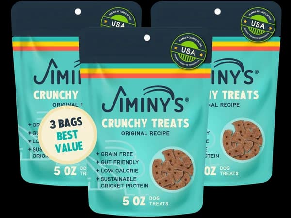 Jiminy's Original Recipe cricket protein crunchy dog treats