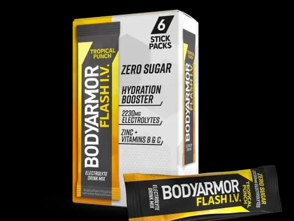 BODYARMOR Flash I.V. Tropical Punch 6-count box with single stick pack
