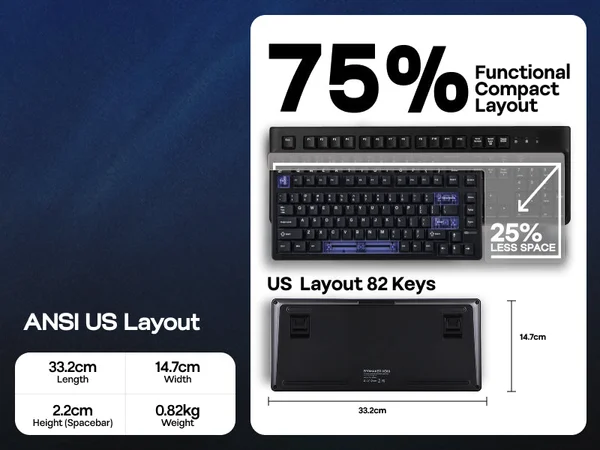 Epomaker HE80 75% Hall Effect wireless mechanical keyboard with knob