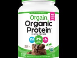 Orgain Organic Plant-Based Protein Powder chocolate tub