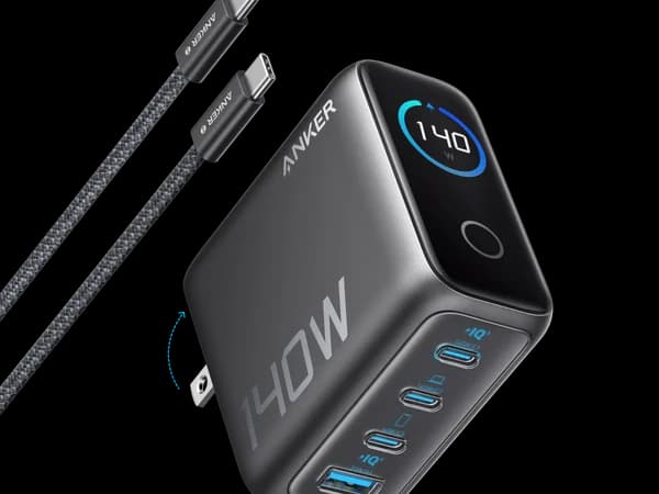 Anker 140W 4-port USB-C GaN charger with LCD display
