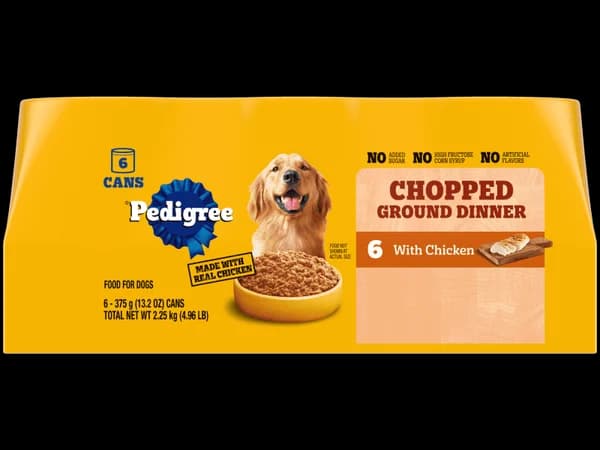 Pedigree Chopped Ground Dinner chicken wet dog food can